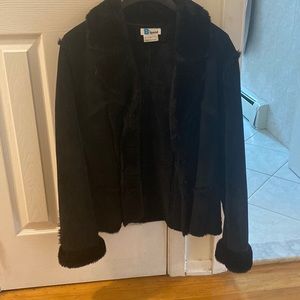 B. Lucid suede/shearling waist length coat.